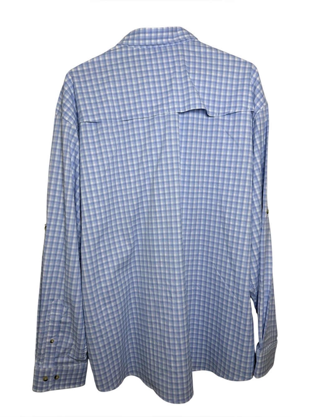 NWT Poncho Mens XXL Blue Plaid Fishing Shirt Long Sleeve Vented Stretch Outdoors - Picture 3 of 11